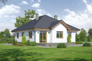 Projekt domu Dębina m9 - parterowy dom o powierzchni 110,81 m², dach kopertowy - ujęcie 2