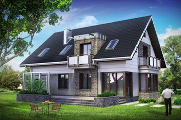  Projekt domu Axel - murowana – keramzyt (KRD2521) - projekt domu parterowego z poddaszem - Zdjęcie 3