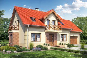  Projekt domu Sowa 6 z garażem 2-st. (WRL1008) - projekt domu parterowego z poddaszem - Zdjęcie 1