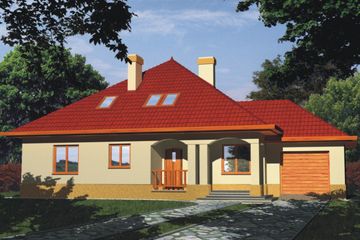  Projekt domu Julia wersja B z pojedynczym garażem (WRD1044) - projekt domu parterowego z poddaszem - Zdjęcie 2