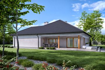 Projekt domu TK74 - parterowy dom, dach kopertowy - ujęcie 2