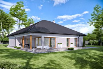Projekt domu TK74 - parterowy dom, dach kopertowy - ujęcie 3