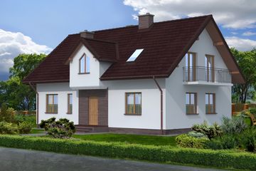 Projekt domu Alcamo Termo - parterowy z poddaszem dom o powierzchni 153,57 m², dach dwuspadowy - ujęcie frontu