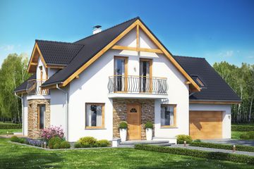  Projekt domu Baset 5 z garażem XL (WRL1016) - projekt domu parterowego z poddaszem - Zdjęcie 1