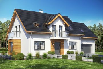  Projekt domu Sowa 5 z garażem 2-st. (WRL1007) - projekt domu parterowego z poddaszem - Zdjęcie 1