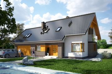  Projekt domu Asymmetricus I PG2 (SLS1038) - projekt domu parterowego z poddaszem - Zdjęcie 1