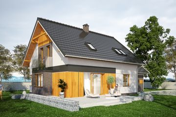  Projekt domu Asymmetricus I PG2 (SLS1038) - projekt domu parterowego z poddaszem - Zdjęcie 2