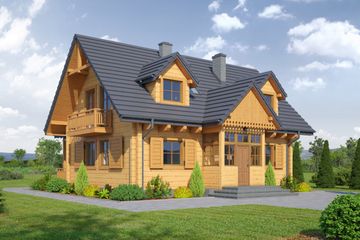  Projekt domu Hoczew średnia 15 dw (KRP1968) - projekt domu parterowego z poddaszem - Zdjęcie 1