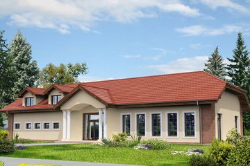  Projekt budynku usługowego Budynek usługowy Puchacz DCU02 (WRB1574) - projekt budynku parterowego z poddaszem - Zdjęcie 1