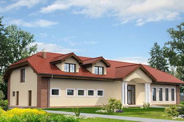  Projekt budynku usługowego Budynek usługowy Puchacz DCU02 (WRB1574) - projekt budynku parterowego z poddaszem - Zdjęcie 2