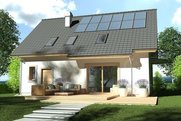 Projekt domu Ewa Gold 1A - parterowy z poddaszem dom o powierzchni 118 m², dach dwuspadowy - ujęcie 2