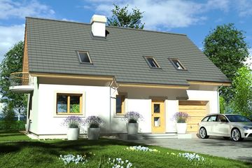  Projekt domu Ewa Lux 1 wersja A paliwo stałe (WRD2533) - projekt domu parterowego z poddaszem - Zdjęcie 1