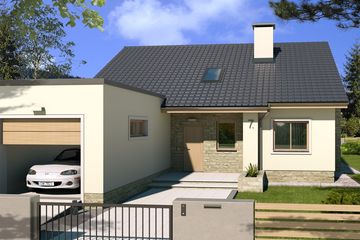Projekt domu Małgosia bb - parterowy dom o powierzchni 101,80 m², dach dwuspadowy, koszt budowy 200 000 zł - ujęcie frontu