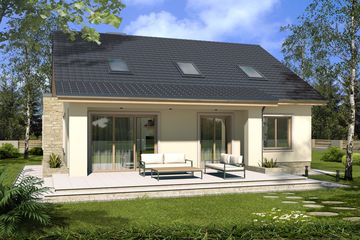  Projekt domu Małgosia wersja EE z garażem z przodu, z poddaszem, bez wykusza paliwo stałe (WRD2562) - projekt domu parterowego z poddaszem - Zdjęcie 2