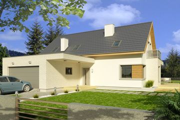  Projekt domu Antoni wersja D podwójny garaż paliwo stałe (WRD2623) - projekt domu parterowego z poddaszem - Zdjęcie 2