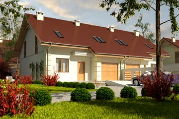  Projekt domu Miła II z garażem 1-st. bliźniak [A-BL1] (WRF1663) - projekt domu parterowego z poddaszem - Zdjęcie 1