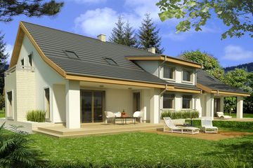  Projekt domu Jaś A - bliźniak PLP (WRD2641) - projekt domu parterowego z poddaszem - Zdjęcie 1