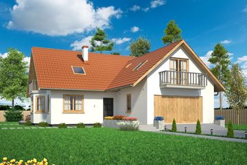  Projekt domu Domek Dębowy (027 ES+G) (SLF1080) - projekt domu parterowego z poddaszem - Zdjęcie 1