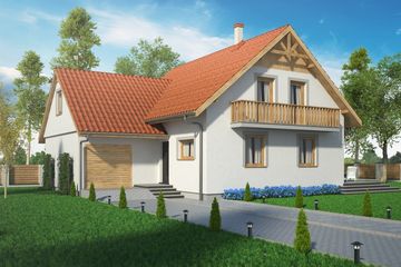  Projekt domu Domek Modrzewiowy ES (007 ES+G) (SLF1083) - projekt domu parterowego z poddaszem - Zdjęcie 1