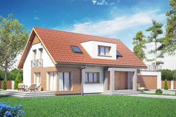  Projekt domu Domek w Słotwinie (044 ET+Gt) (SLF1087) - projekt domu parterowego z poddaszem - Zdjęcie 2