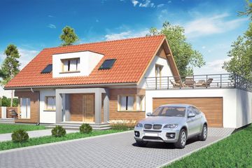  Projekt domu Domek w Słotwinie (044 ET+Gt) (SLF1087) - projekt domu parterowego z poddaszem - Zdjęcie 1