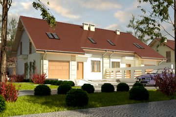  Projekt domu Miła II z garażem 1-st. bliźniak [A-BL2] (WRF1664) - projekt domu parterowego z poddaszem - Zdjęcie 1