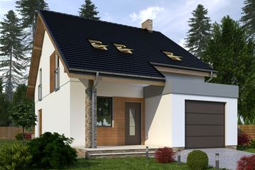  Projekt domu Norbert z garażem 1-st. [A] (WRF1665) - projekt domu parterowego z poddaszem - Zdjęcie 1