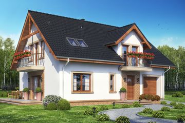  Projekt domu Sznaucer 2 z garażem (WRL1021) - projekt domu parterowego z poddaszem - Zdjęcie 1