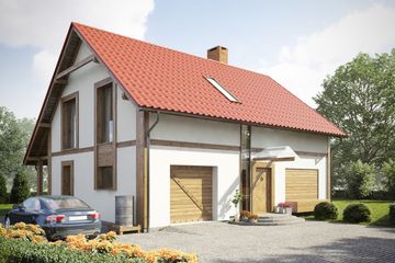 Projekt domu eko Typowy 24 - parterowy z poddaszem dom o powierzchni 146,15 m², dach dwuspadowy - ujęcie 2