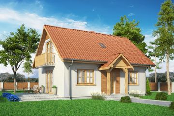  Projekt domu Domek w Lipowej (019 SK v3) (SLF1093) - projekt domu parterowego z poddaszem - Zdjęcie 1