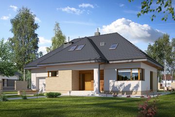  Projekt domu E-190 (WAX1090) - projekt domu parterowego z poddaszem - Zdjęcie 2