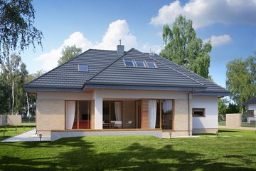  Projekt domu E-190 (WAX1090) - projekt domu parterowego z poddaszem - Zdjęcie 3