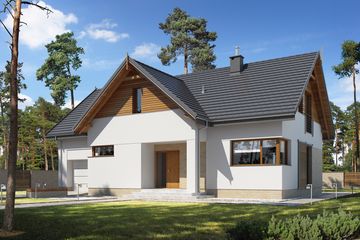  Projekt domu E-191 (WAX1091) - projekt domu parterowego z poddaszem - Zdjęcie 1
