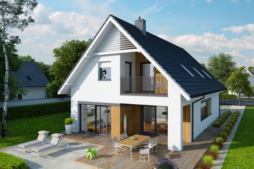 Projekt domu Riko G1 energo - parterowy z poddaszem dom o powierzchni 130,96 m², dach dwuspadowy - ujęcie 3