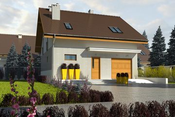  Projekt domu Radosna z garażem 1-st. [A] (WRF1667) - projekt domu parterowego z poddaszem - Zdjęcie 1