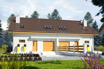  Projekt domu Radosna z garażem 1-st. bliźniak [A-BL1] (WRF1668) - projekt domu parterowego z poddaszem - Zdjęcie 1