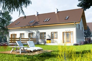  Projekt domu Radosna z garażem 1-st. bliźniak [A-BL1] (WRF1668) - projekt domu parterowego z poddaszem - Zdjęcie 2