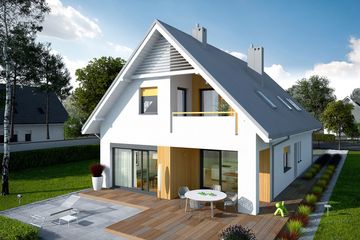 Projekt domu Riko II G1 energo - parterowy z poddaszem dom o powierzchni 134,53 m², dach dwuspadowy - ujęcie 2
