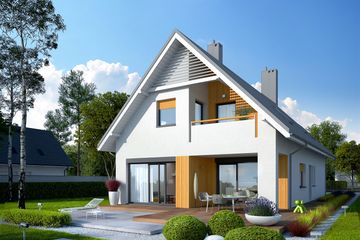 Projekt domu Riko II G1 energo - parterowy z poddaszem dom o powierzchni 134,53 m², dach dwuspadowy - ujęcie 3