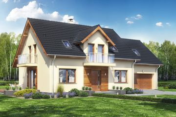  Projekt domu Sowa 8 z garażem 2-st. (WRL1023) - projekt domu parterowego z poddaszem - Zdjęcie 1