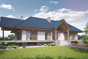  Projekt domu Nimius I PG2 (SLS1076) - projekt domu parterowego z poddaszem - Zdjęcie 1