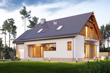  Projekt domu E-193 (WAX1094) - projekt domu parterowego z poddaszem - Zdjęcie 1