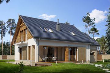  Projekt domu E-193 (WAX1094) - projekt domu parterowego z poddaszem - Zdjęcie 2
