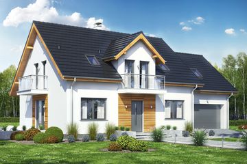  Projekt domu Sowa 9 z garażem 2-st. (WRL1025) - projekt domu parterowego z poddaszem - Zdjęcie 1