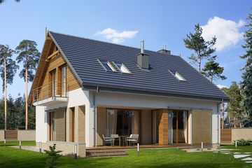  Projekt domu E-194 (WAX1097) - projekt domu parterowego z poddaszem - Zdjęcie 1
