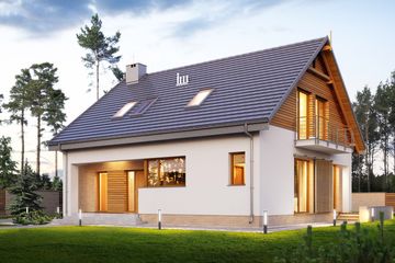  Projekt domu E-194 (WAX1097) - projekt domu parterowego z poddaszem - Zdjęcie 2