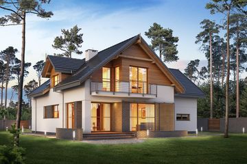  Projekt domu E-198 (WAX1098) - projekt domu parterowego z poddaszem - Zdjęcie 2