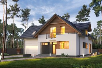  Projekt domu E-198 (WAX1098) - projekt domu parterowego z poddaszem - Zdjęcie 1