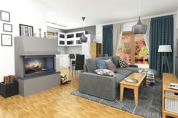Projekt domu Nowinka z garażem i wiatą bliźniak [A1-BL1] - parterowy z poddaszem dom o powierzchni 201,60 m², dach dwuspadowy - ujęcie 3