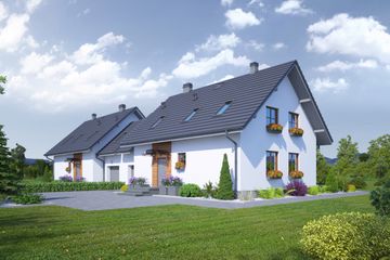  Projekt domu Tomaszów g bliźniak (KRP2033) - projekt domu parterowego z poddaszem - Zdjęcie 2